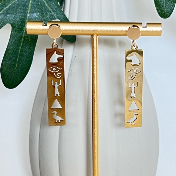 Ancient Egyptian Earrings -Protection Egyptian Earrings - Hieroglyphic Earrings - Picture 5 of 7